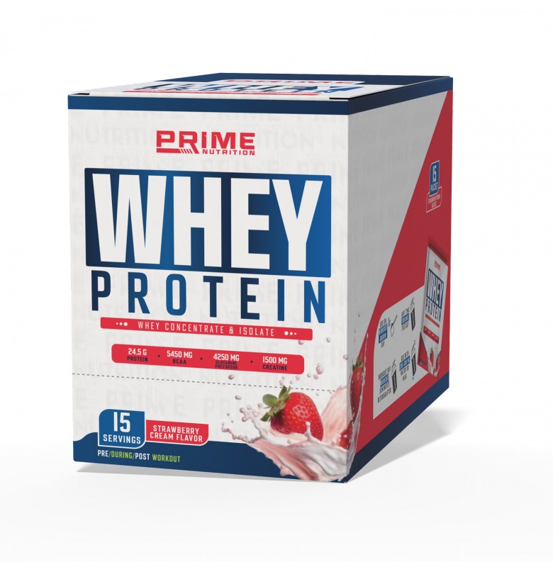 Prime Nutrition Whey Protein saşe çilek aromalı 15 Adet x 33 gram