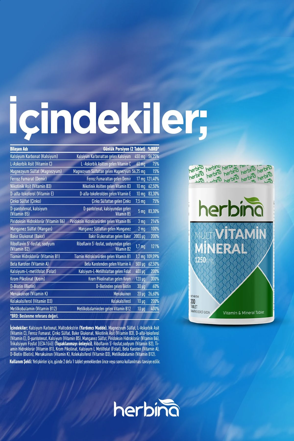 Multivitamin Mineral 1250 mg 200 Tablet - Görsel 2