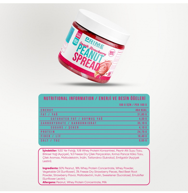 Prime Nutrition Smooth Peanut Spread Çilek 350 gram - Görsel 3